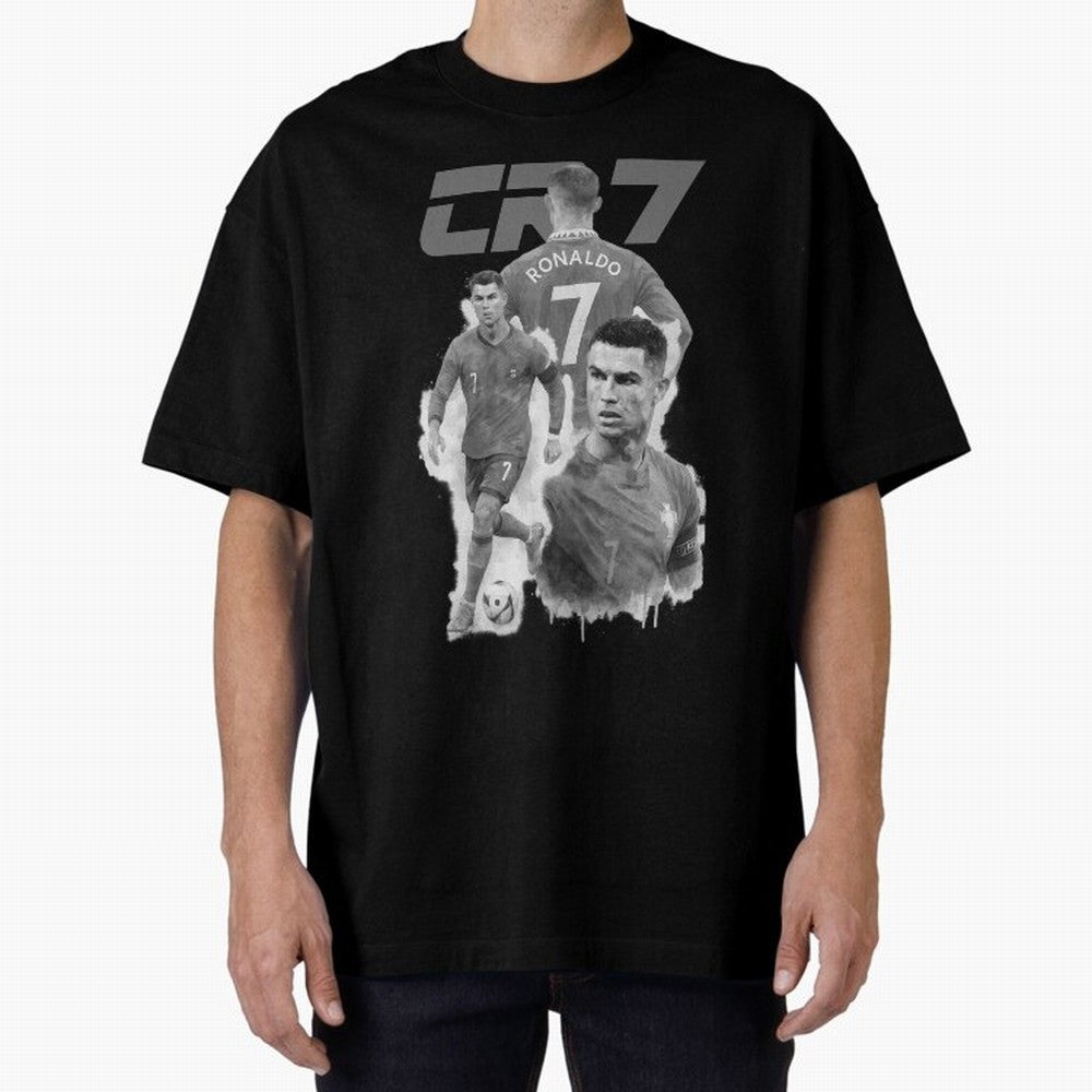 CR7 Cristiano Ronaldo illustration ink black white watercolour Oversized T-Shirt Bring World Football Passion into Global Football Passion for FIFA World Cup 2026 USA Canada Mexico, Centered on Mbappe and Neymar, Argentina, France and Brazil, Goal