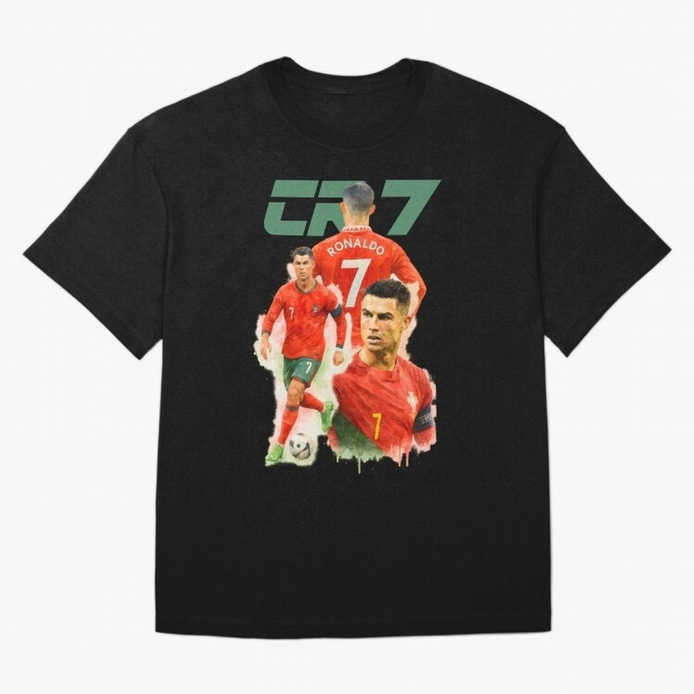 CR7 Cristiano Ronaldo illustration watercolour Oversized T-Shirt Follow the Road to Global Football Passion for FIFA World Cup 2026 Group Stage, Inspired by Haaland, England, Goal Celebration Energy, Supporter Heritage, Football Icons and Worldwide