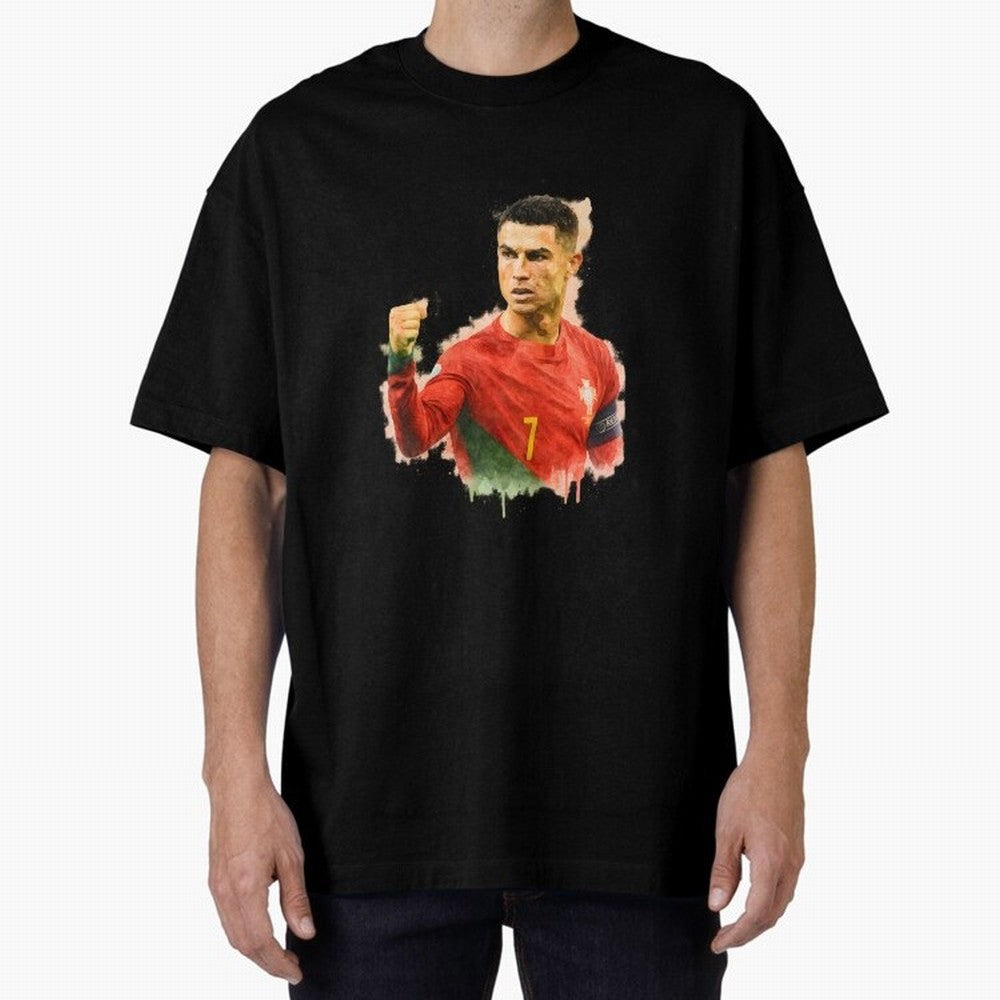 CR7 Cristiano Ronaldo potrait a powerful moment artwork Oversized T-Shirt Feel the Heartbeat of FIFA World Cup 2026 Group Stage Spirit, Made for Brazil, Mbappe, Championship Spirit, Famous Goals, Roaring Crowds and International Football Unity;