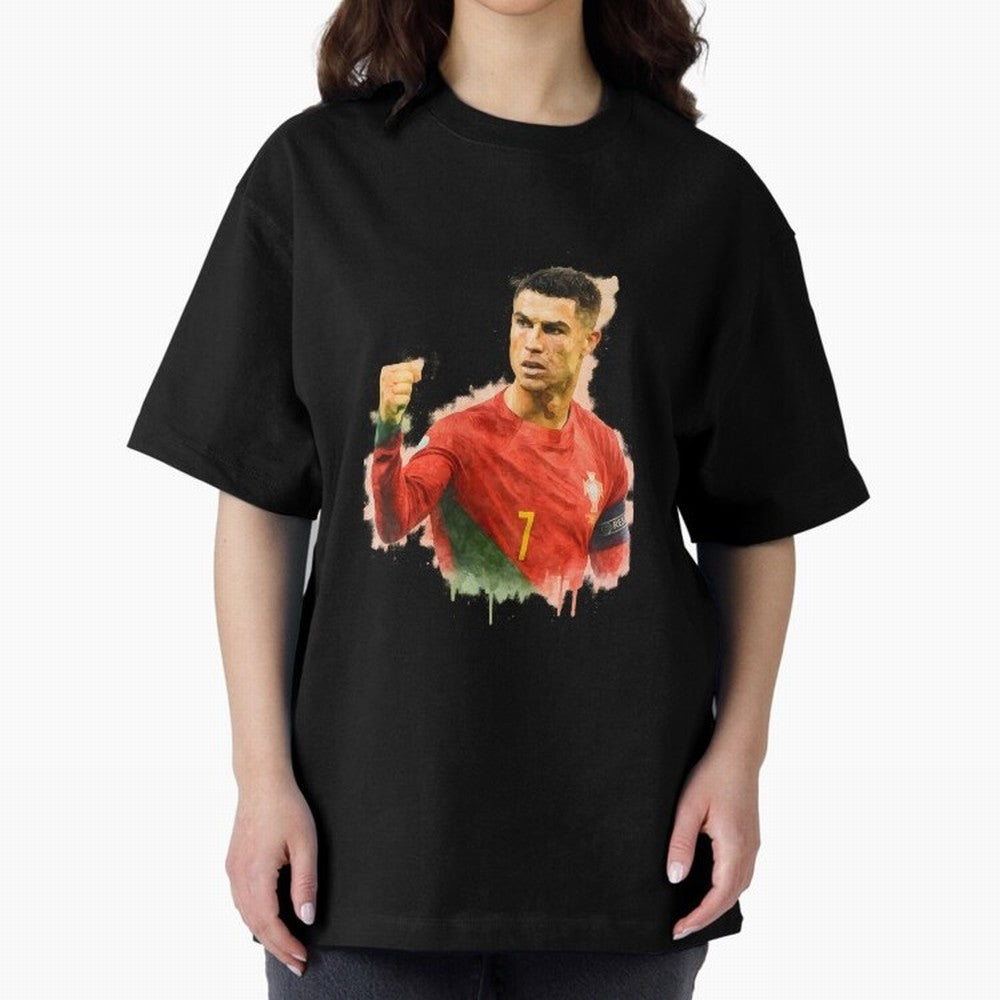 CR7 Cristiano Ronaldo potrait a powerful moment artwork Oversized T-Shirt Feel the Heartbeat of FIFA World Cup 2026 Group Stage Spirit, Made for Brazil, Mbappe, Championship Spirit, Famous Goals, Roaring Crowds and International Football Unity;