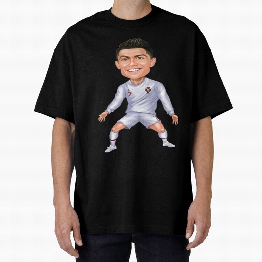 Cristiano Ronaldo Cartoon Oversized T-Shirt Fuel Your Fan Pride for Match Day Hype around FIFA World Cup 2026, CR7 and Messi, Spain, Football History, Final Match Energy, Crowd Noise and Once in a Lifetime Moments; Made for Collectors Who Enjoy
