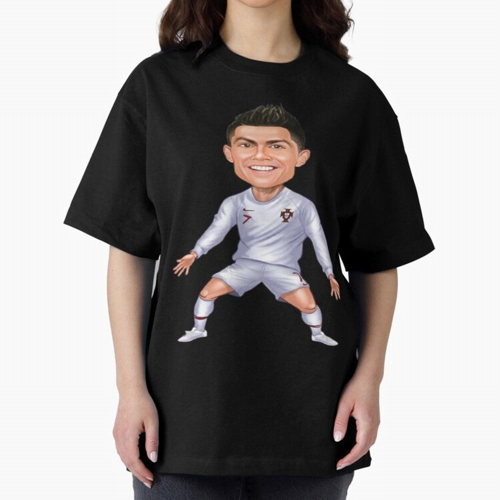 Cristiano Ronaldo Cartoon Oversized T-Shirt Fuel Your Fan Pride for Match Day Hype around FIFA World Cup 2026, CR7 and Messi, Spain, Football History, Final Match Energy, Crowd Noise and Once in a Lifetime Moments; Made for Collectors Who Enjoy
