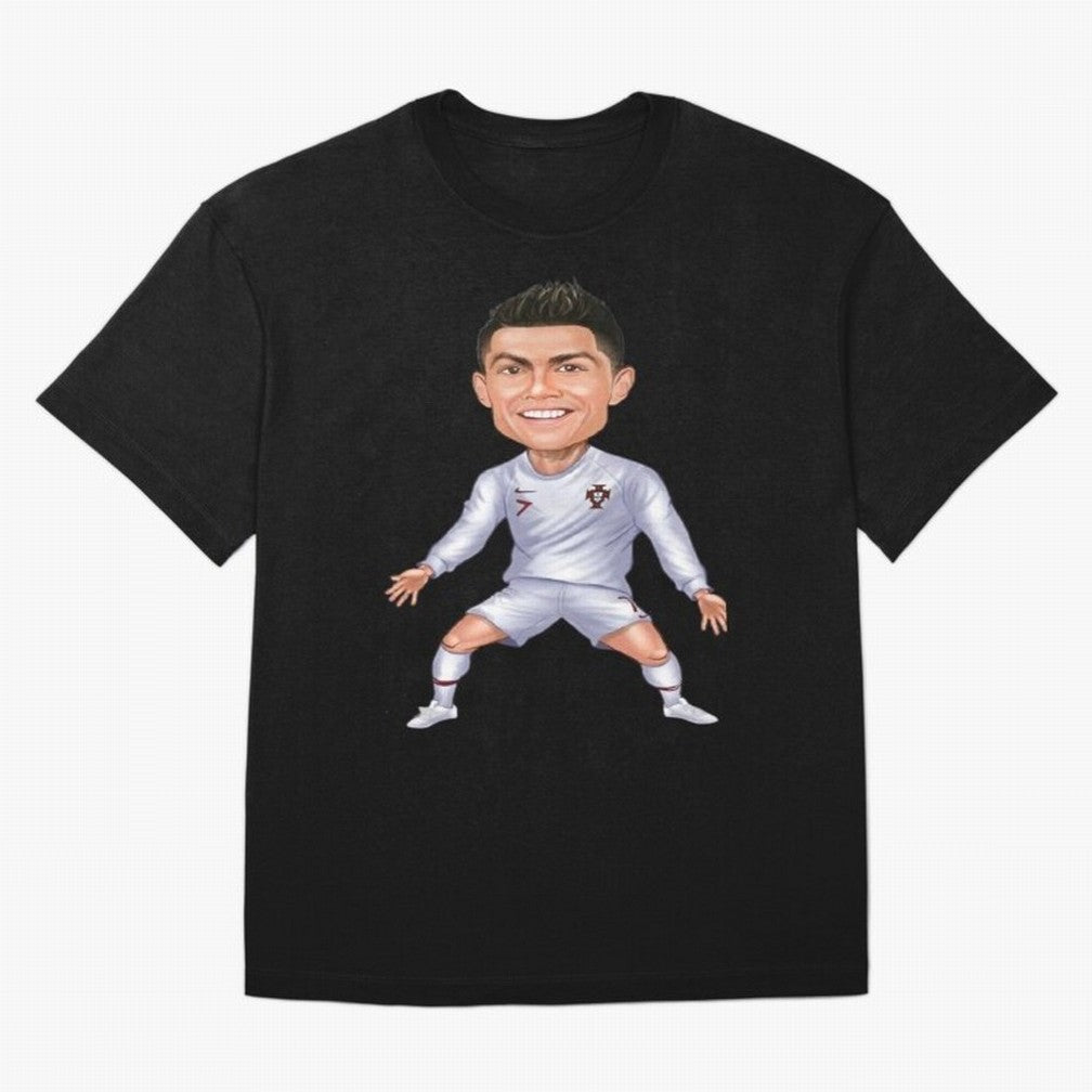 Cristiano Ronaldo Cartoon Oversized T-Shirt Fuel Your Fan Pride for Match Day Hype around FIFA World Cup 2026, CR7 and Messi, Spain, Football History, Final Match Energy, Crowd Noise and Once in a Lifetime Moments; Made for Collectors Who Enjoy