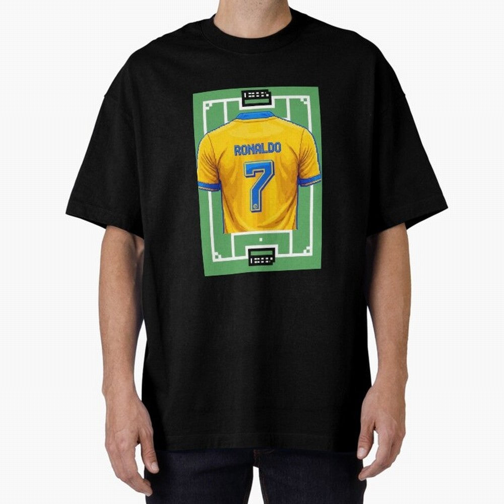 Cristiano Ronaldo Al-Nassr 8-Bit Soccer Football Oversized T-Shirt Experience the Global Stage of FIFA World Cup 2026 Spirit, Filled with Portugal, Spain and Germany, Neymar, Game Day Rituals, Football Legends, Country Pride and the Road to the