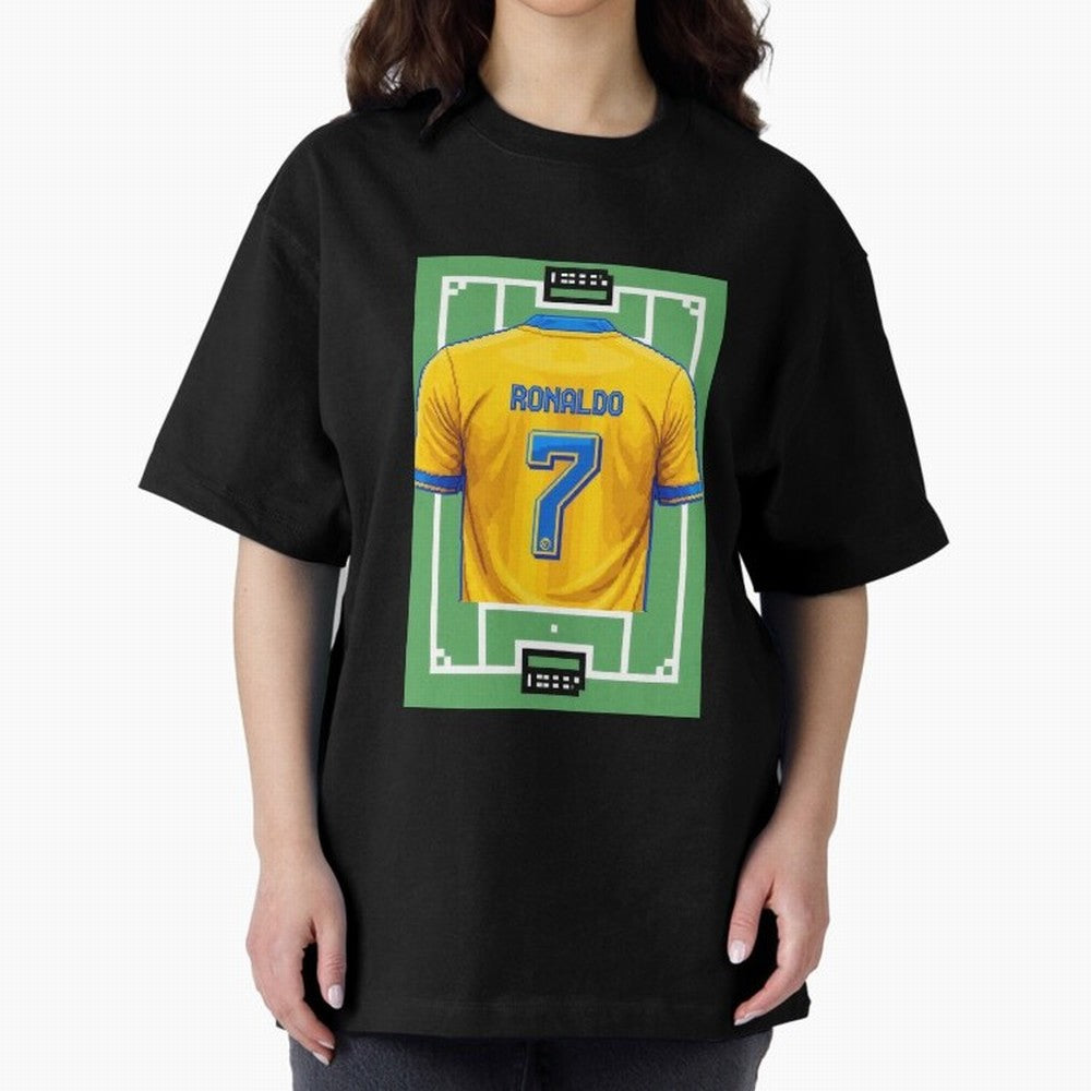Cristiano Ronaldo Al-Nassr 8-Bit Soccer Football Oversized T-Shirt Experience the Global Stage of FIFA World Cup 2026 Spirit, Filled with Portugal, Spain and Germany, Neymar, Game Day Rituals, Football Legends, Country Pride and the Road to the