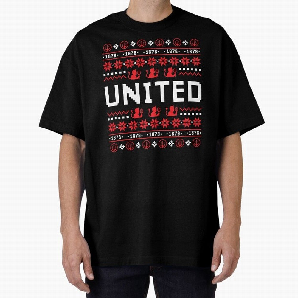Manchester United Christmas Oversized T-Shirt Live the Energy of Match Day Hype around FIFA World Cup 2026 Group Stage, Messi, Neymar and Mbappe, England and Germany, Champion Mindset, Group Stage Buzz, Knockout Tension and Passionate Fan Culture;