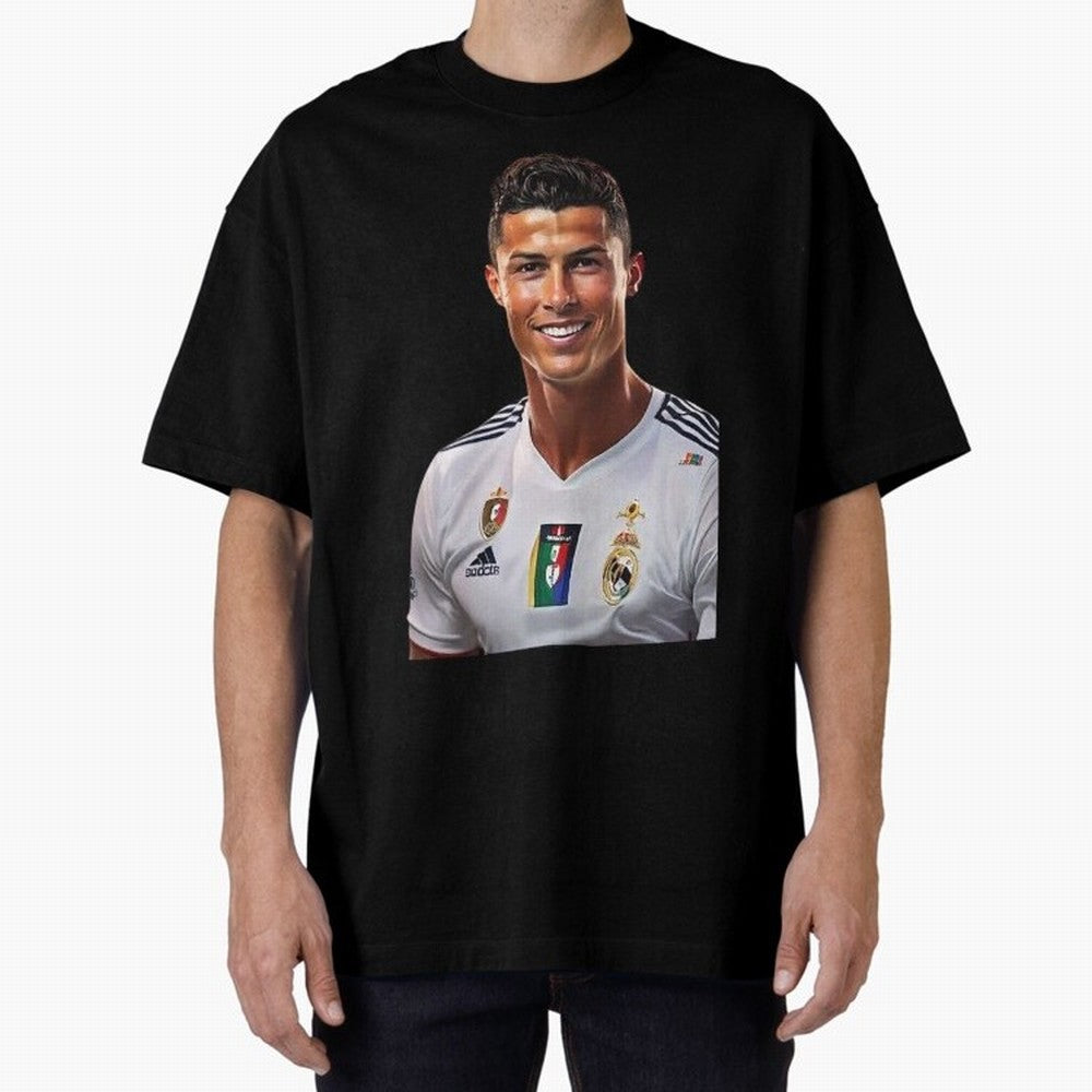 smiling Cristiano Ronaldo Oversized T-Shirt Remember FIFA World Cup 2026 Group Stage for Fans of CR7 and Messi and Brazil, Bringing Stadium Memories, Football Loyalty, International Chants and Championship Tradition; Perfect for Fans, Collectors,