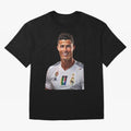 smiling Cristiano Ronaldo Oversized T-Shirt Remember FIFA World Cup 2026 Group Stage for Fans of CR7 and Messi and Brazil, Bringing Stadium Memories, Football Loyalty, International Chants and Championship Tradition; Perfect for Fans, Collectors,
