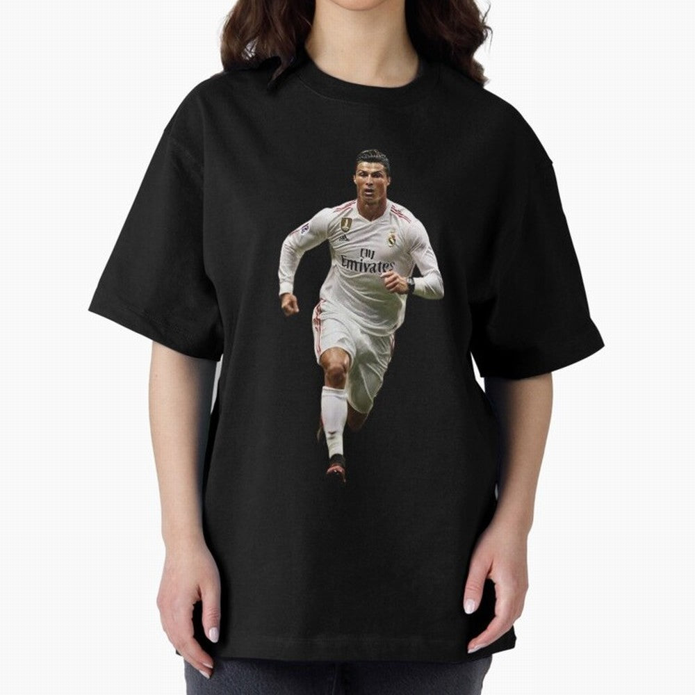 Cristiano Ronaldo runner Oversized T-Shirt Bring FIFA World Cup 2026 USA Canada Mexico Spirit, Connected to Portugal, Spain and Germany, Messi, CR7 and Mbappe, Goal Celebration Energy, Supporter Heritage, Football Icons and Worldwide Tournament