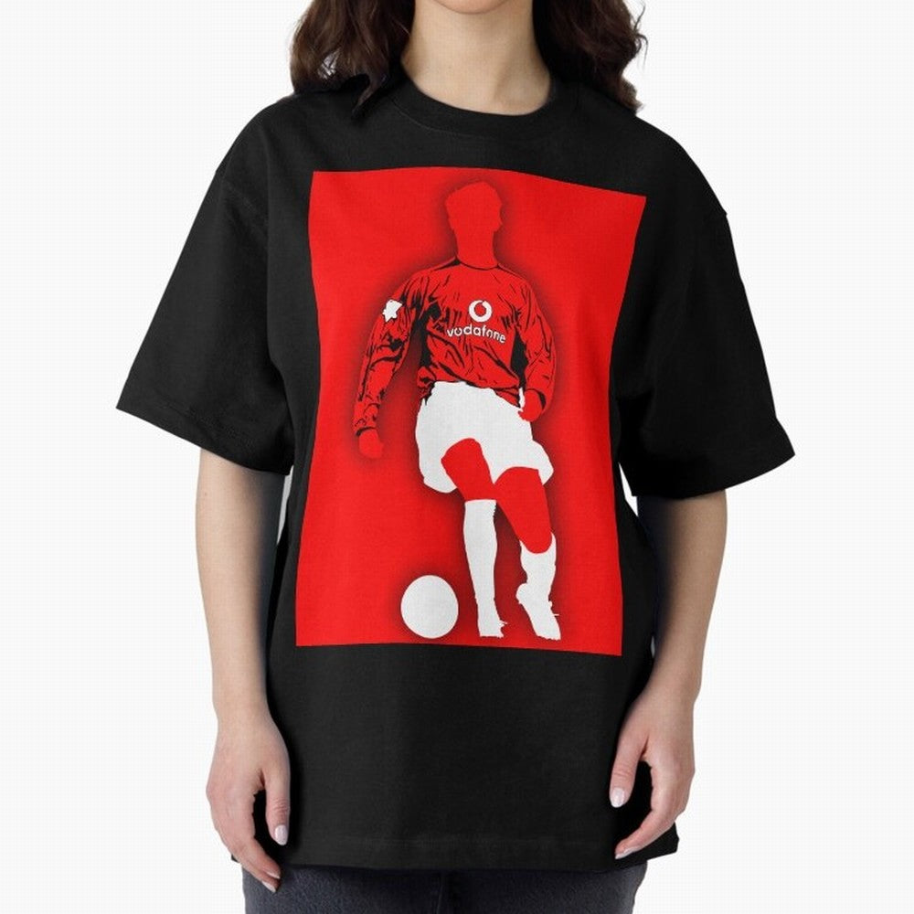 Cristiano Ronaldo Manchester United Silhouette ¨C Legendary Red Devil Artwork by GrizzlyGFX Oversized T-Shirt Turn Up for the FIFA World Cup 2026 Group Stage Journey through CR7 and Messi Highlights, Netherlands Pride, Championship Spirit, Famous