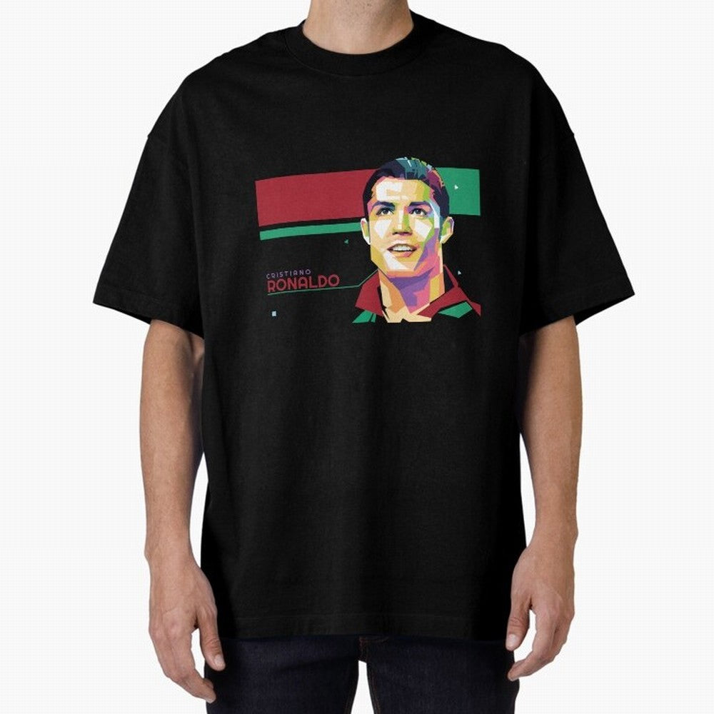 Cristiano Ronaldo ¨C Legendary Football Star & GOAT Artwork Oversized T-Shirt Live for the Drama of Match Day Hype around FIFA World Cup 2026, Messi, England and Germany, Football Festival Excitement, Trophy Ambitions, Country Rivalries and Star