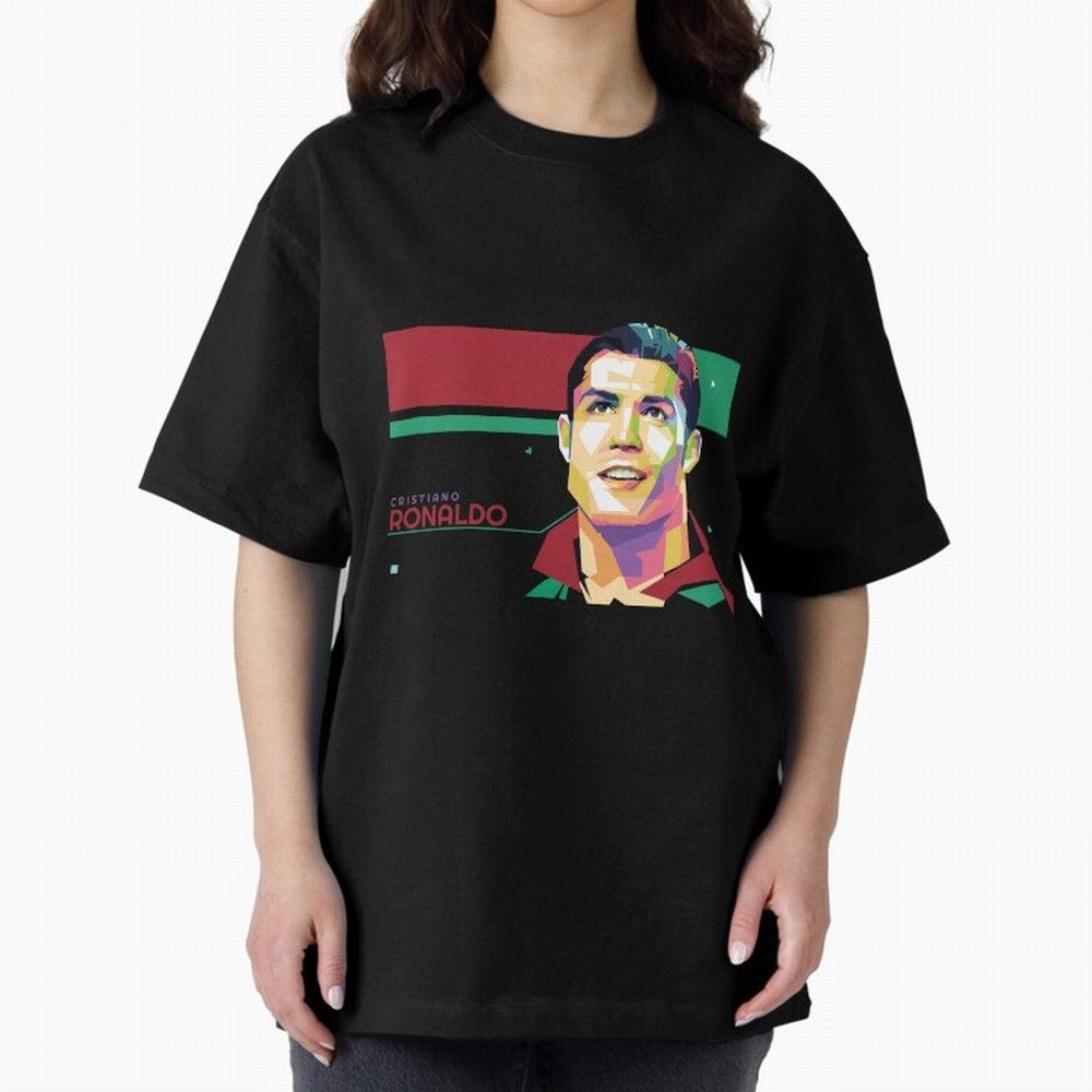 Cristiano Ronaldo ¨C Legendary Football Star & GOAT Artwork Oversized T-Shirt Live for the Drama of Match Day Hype around FIFA World Cup 2026, Messi, England and Germany, Football Festival Excitement, Trophy Ambitions, Country Rivalries and Star