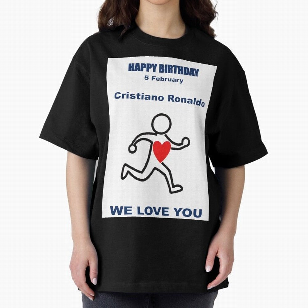 Tribute to Cristiano Ronaldo ¡ª 5 February Oversized T-Shirt Represent FIFA World Cup 2026 USA Canada Mexico for Fans of Mbappe and Brazil, Portugal and Argentina, Bringing Goal Celebration Energy, Supporter Heritage, Football Icons and Worldwide