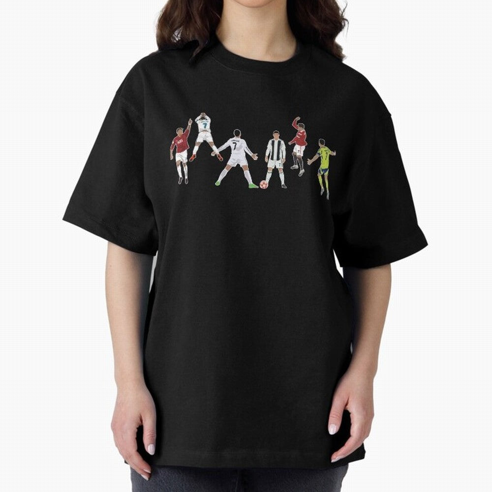 Ronaldo Forever Minimalist Career Goal Celebrations Oversized T-Shirt Step into FIFA World Cup 2026 USA Canada Mexico for Fans of Neymar and France, Bringing Championship Spirit, Famous Goals, Roaring Crowds and International Football Unity; Made