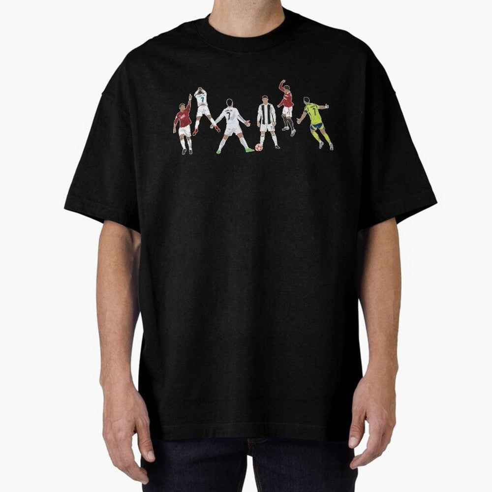 Ronaldo Forever Minimalist Career Goal Celebrations Oversized T-Shirt Step into FIFA World Cup 2026 USA Canada Mexico for Fans of Neymar and France, Bringing Championship Spirit, Famous Goals, Roaring Crowds and International Football Unity; Made