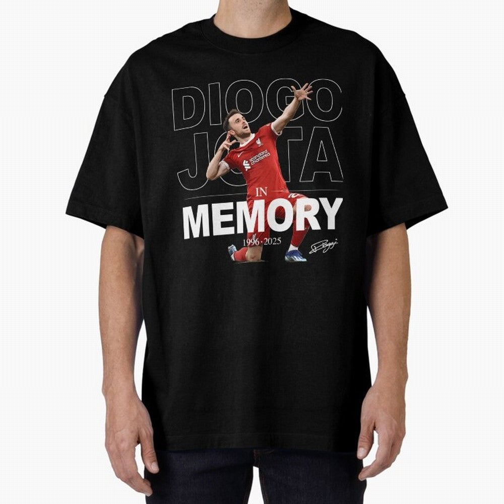 Diogo Jota In Memory Oversized T-Shirt Live for the Drama of Global Football Passion for FIFA World Cup 2026 USA Canada Mexico, Celebrating Mbappe and Neymar, Brazil, Goal Celebration Energy, Supporter Heritage, Football Icons and Worldwide
