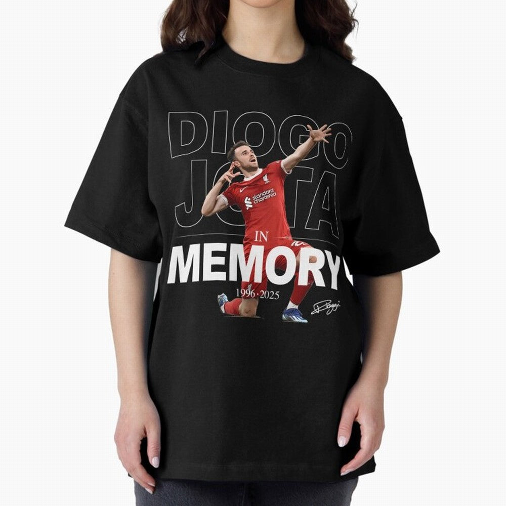 Diogo Jota In Memory Oversized T-Shirt Live for the Drama of Global Football Passion for FIFA World Cup 2026 USA Canada Mexico, Celebrating Mbappe and Neymar, Brazil, Goal Celebration Energy, Supporter Heritage, Football Icons and Worldwide