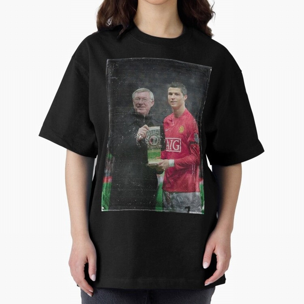 Cristiano Ronaldo and Sir Alex Ferguson Oversized T-Shirt Turn Up for the FIFA World Cup 2026 Journey through Mbappe Highlights, Argentina and Brazil Pride, Vintage Soccer Flavor, Modern Football Stars, National Flags and Final Night Emotion; Great