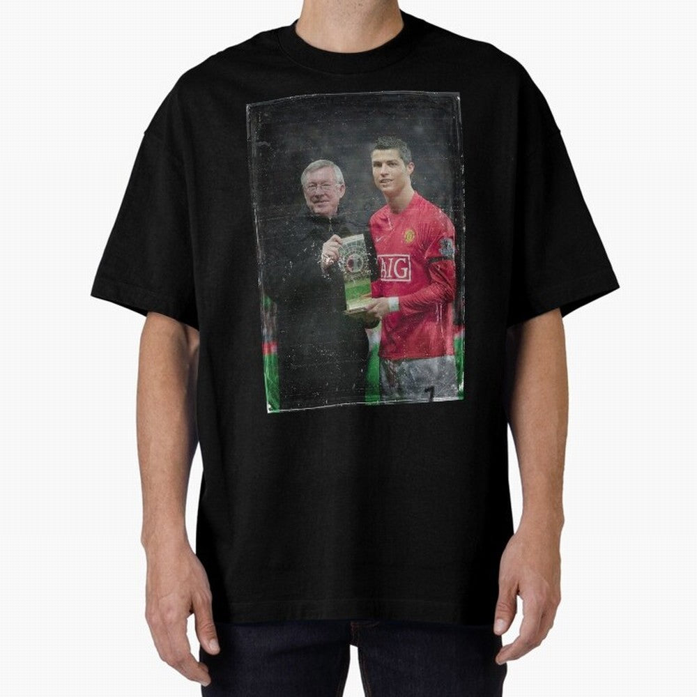 Cristiano Ronaldo and Sir Alex Ferguson Oversized T-Shirt Turn Up for the FIFA World Cup 2026 Journey through Mbappe Highlights, Argentina and Brazil Pride, Vintage Soccer Flavor, Modern Football Stars, National Flags and Final Night Emotion; Great