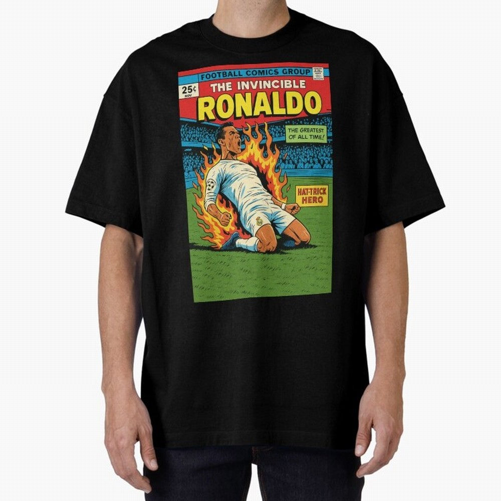 CR7 Comic Oversized T-Shirt Celebrate Unforgettable Nights in Match Day Hype around FIFA World Cup 2026, Mbappe, Argentina, Global Supporter Spirit, Legendary Goals, National Colors and Tournament Celebration; Made for Die Hard Supporters, Soccer