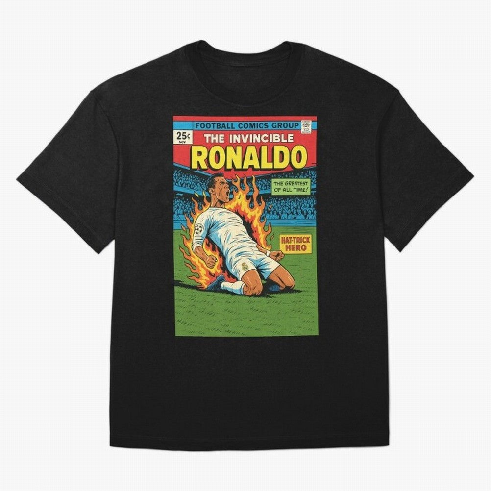 CR7 Comic Oversized T-Shirt Celebrate Unforgettable Nights in Match Day Hype around FIFA World Cup 2026, Mbappe, Argentina, Global Supporter Spirit, Legendary Goals, National Colors and Tournament Celebration; Made for Die Hard Supporters, Soccer