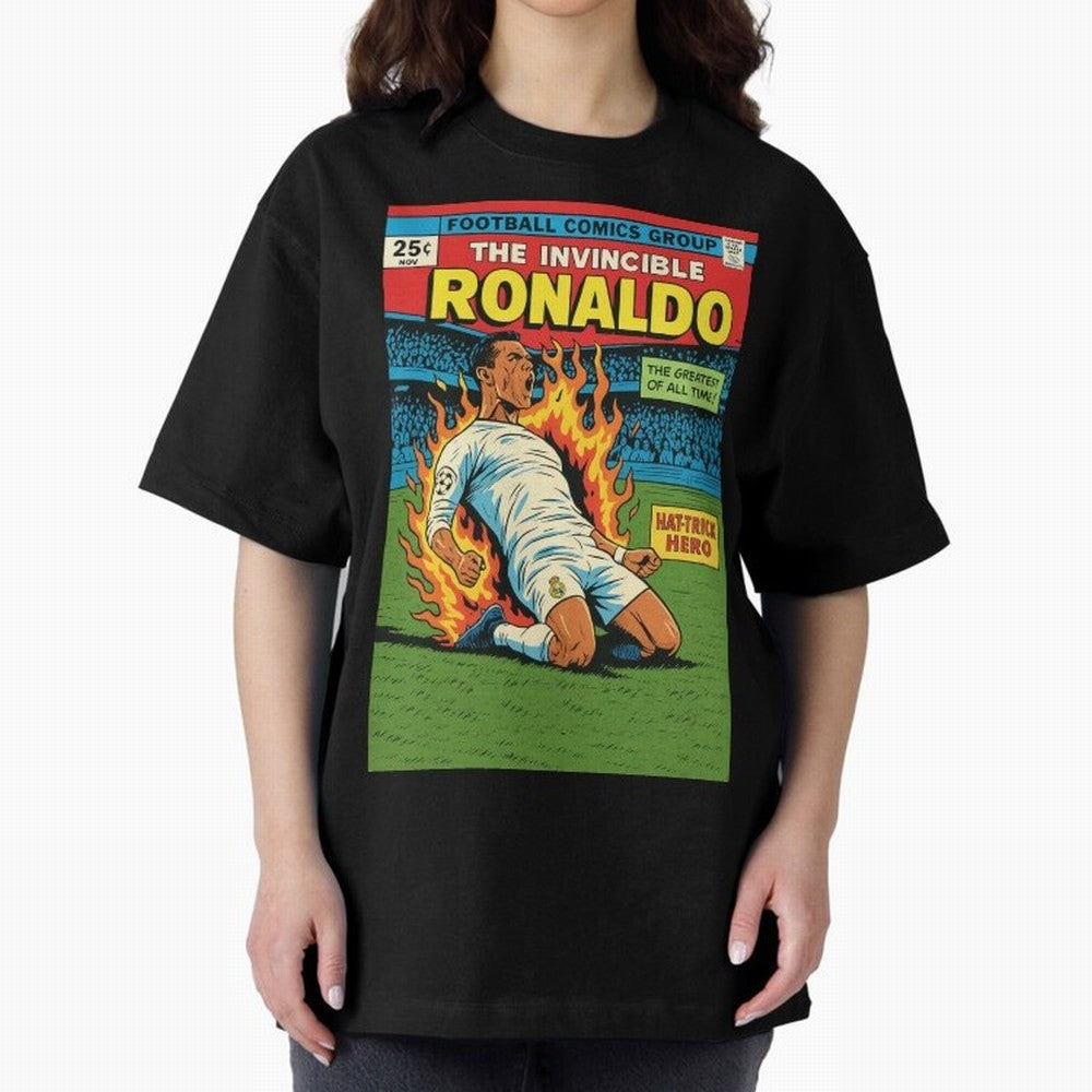 CR7 Comic Oversized T-Shirt Celebrate Unforgettable Nights in Match Day Hype around FIFA World Cup 2026, Mbappe, Argentina, Global Supporter Spirit, Legendary Goals, National Colors and Tournament Celebration; Made for Die Hard Supporters, Soccer