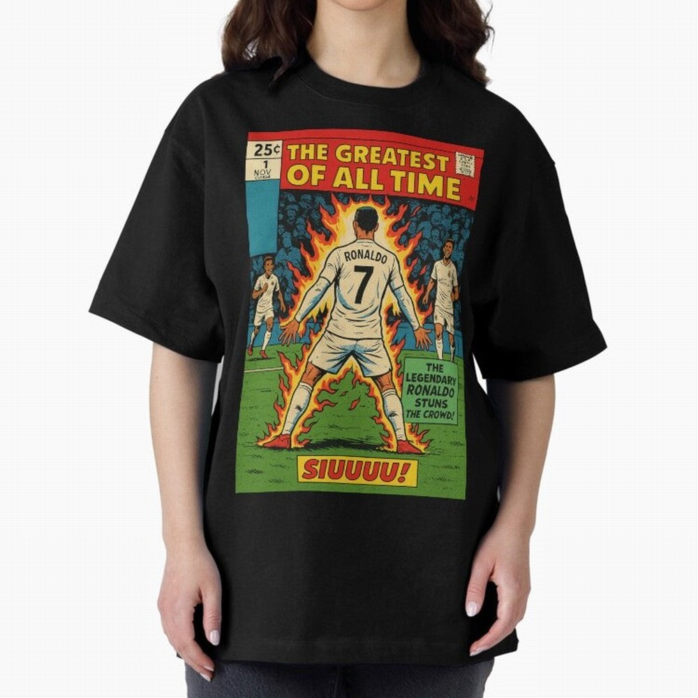 CR7 comic cover Oversized T-Shirt Make Game Day About Global Football Passion for FIFA World Cup 2026, with Messi and Cristiano Ronaldo, Netherlands, Tournament Hype, Historic Matchups, Family Viewing Parties and Global Sports Pride; Created for