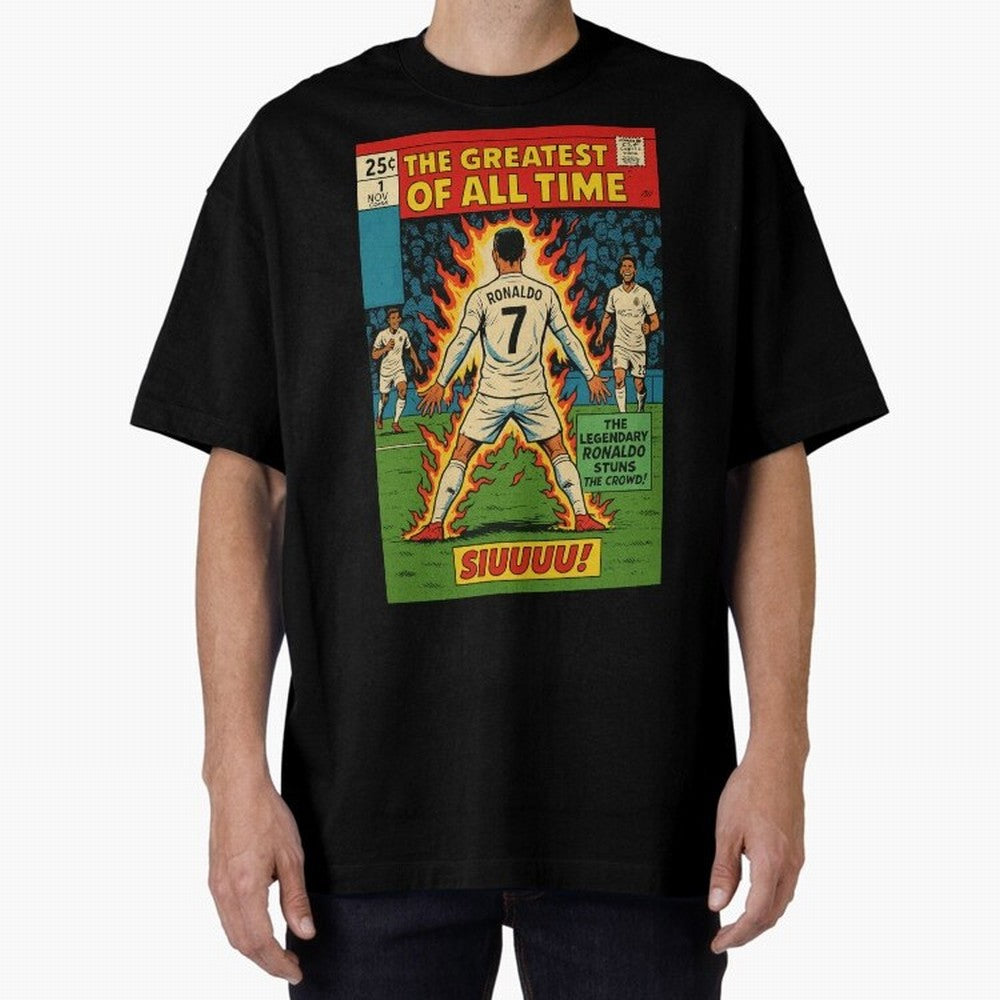 CR7 comic cover Oversized T-Shirt Make Game Day About Global Football Passion for FIFA World Cup 2026, with Messi and Cristiano Ronaldo, Netherlands, Tournament Hype, Historic Matchups, Family Viewing Parties and Global Sports Pride; Created for
