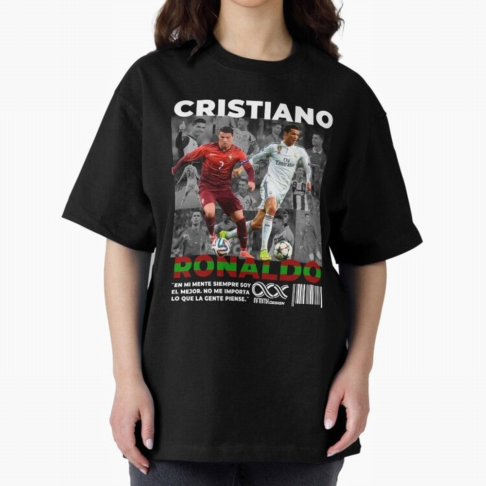 Cristiano Ronaldo Collage Oversized T-Shirt Show Up for the Glory of FIFA World Cup 2026 USA Canada Mexico Spirit, Inspired by Brazil, Portugal and Argentina, Mbappe and Neymar, Match Day Excitement, Supporter Culture, Golden Goals and Global
