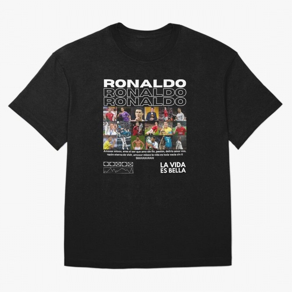 Cristiano Ronaldo CR7 Collage Oversized T-Shirt Feel the Heartbeat of FIFA World Cup 2026 USA Canada Mexico Spirit, with Brazil, Mbappe, Match Day Excitement, Supporter Culture, Golden Goals and Global Football Passion; Perfect for Fans,