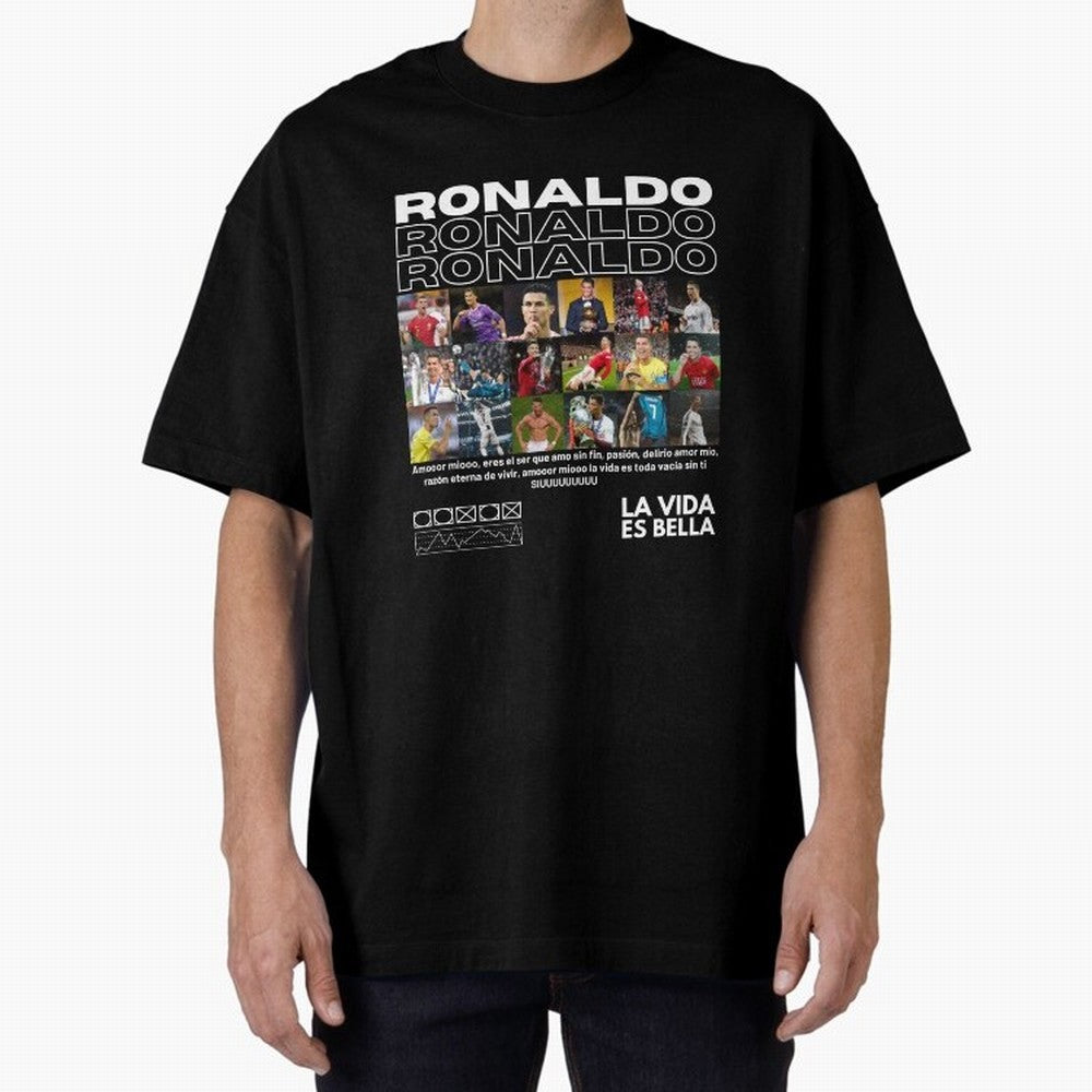 Cristiano Ronaldo CR7 Collage Oversized T-Shirt Feel the Heartbeat of FIFA World Cup 2026 USA Canada Mexico Spirit, with Brazil, Mbappe, Match Day Excitement, Supporter Culture, Golden Goals and Global Football Passion; Perfect for Fans,