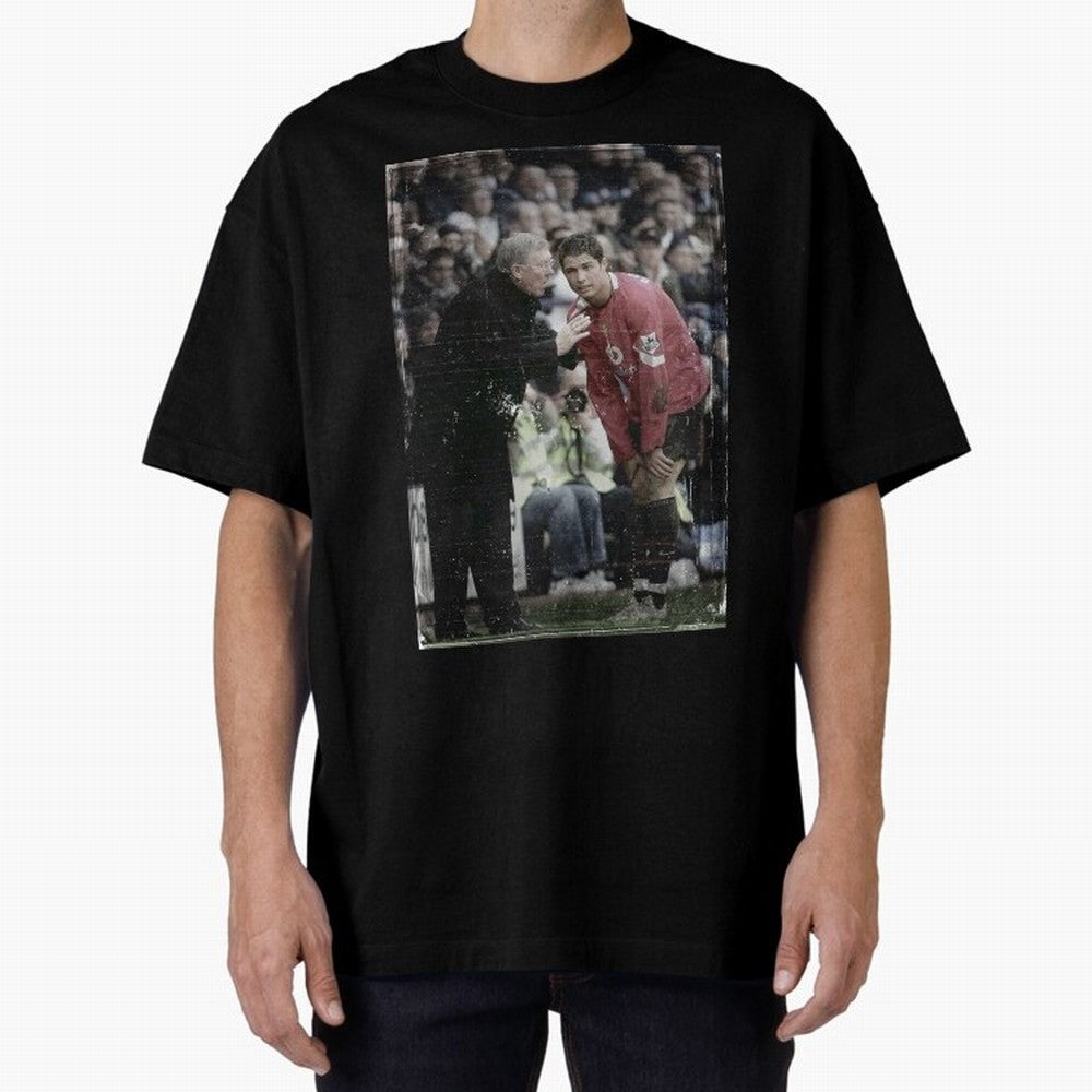 Sir Alex Ferguson and Cristiano Ronaldo Oversized T-Shirt Fuel FIFA World Cup 2026 USA Canada Mexico Centered on CR7, France Energy, Football Passion, Legendary Performances, Festival Vibes and Supporter Community; Ideal for Football Dads, Football
