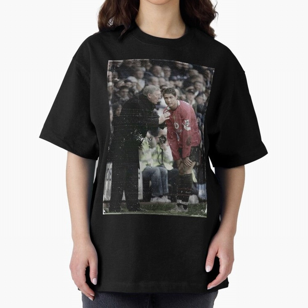 Sir Alex Ferguson and Cristiano Ronaldo Oversized T-Shirt Fuel FIFA World Cup 2026 USA Canada Mexico Centered on CR7, France Energy, Football Passion, Legendary Performances, Festival Vibes and Supporter Community; Ideal for Football Dads, Football