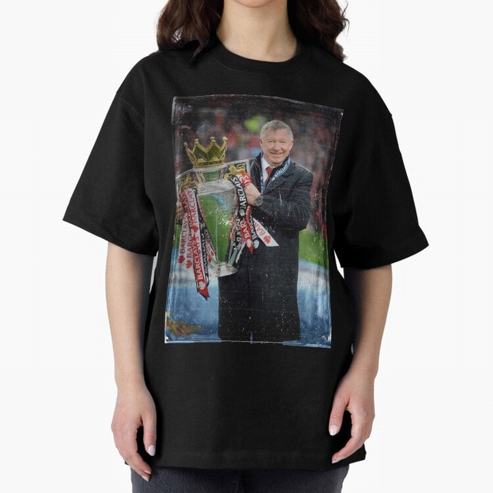 Sir Alex Ferguson Champion Oversized T-Shirt Celebrate Unforgettable Nights in FIFA World Cup 2026 Group Stage Spirit, Capturing England, France and Netherlands, Messi, Neymar and Mbappe, Goal Celebration Energy, Supporter Heritage, Football Icons