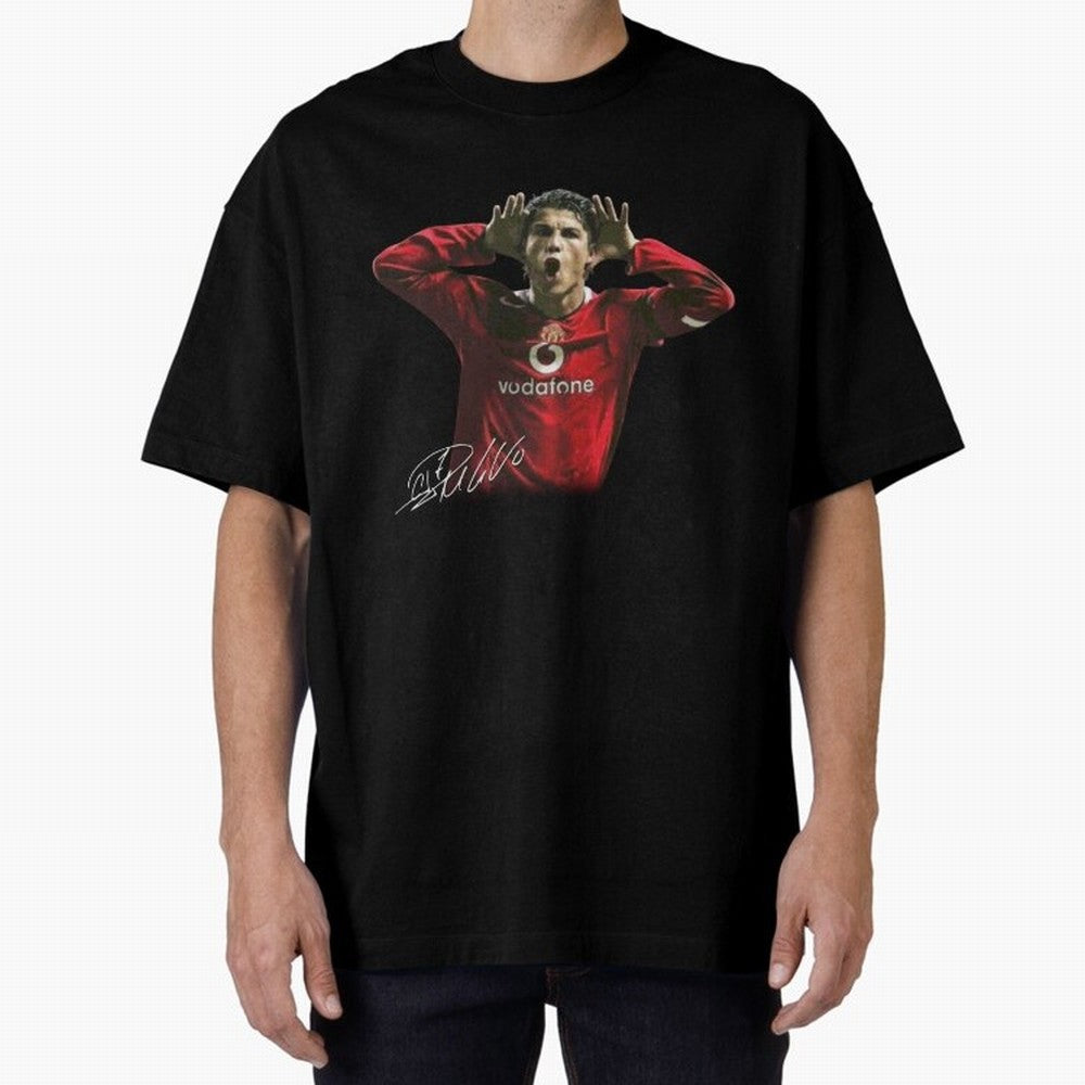 Cristiano Ronaldo T-Shirt Young Manchester Ronaldo - Celebration Oversized T-Shirt Follow the Final Road of Global Football Passion for FIFA World Cup 2026 Group Stage, Built around Haaland, Brazil, Vintage Soccer Flavor, Modern Football Stars,