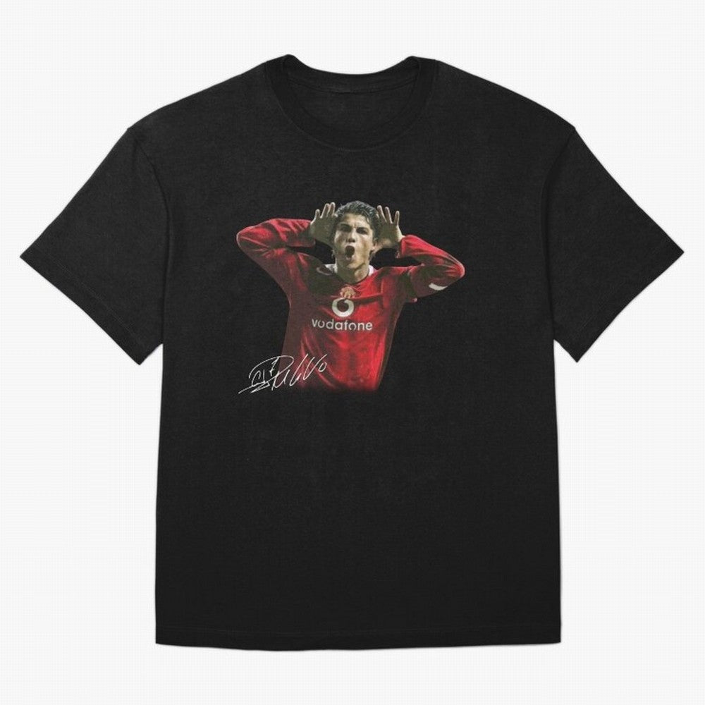 Cristiano Ronaldo T-Shirt Young Manchester Ronaldo - Celebration Oversized T-Shirt Follow the Final Road of Global Football Passion for FIFA World Cup 2026 Group Stage, Built around Haaland, Brazil, Vintage Soccer Flavor, Modern Football Stars,