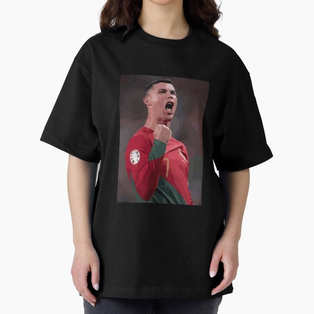 Cristiano Ronaldo Oversized T-Shirt Relive Global Football Passion for FIFA World Cup 2026, Celebrating CR7 and Messi, England and Germany, Tournament Hype, Historic Matchups, Family Viewing Parties and Global Sports Pride; Made for Collectors Who