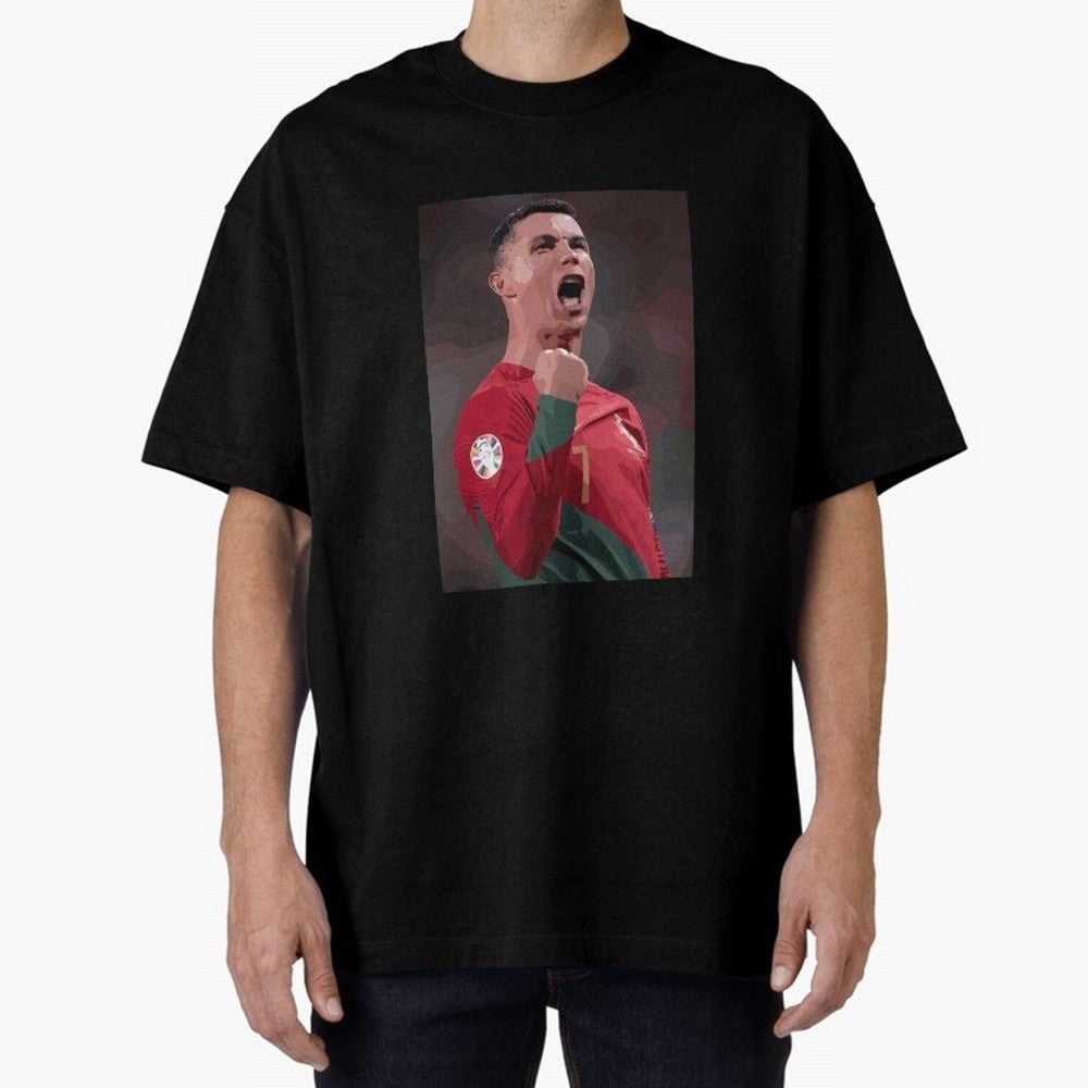 Cristiano Ronaldo Oversized T-Shirt Relive Global Football Passion for FIFA World Cup 2026, Celebrating CR7 and Messi, England and Germany, Tournament Hype, Historic Matchups, Family Viewing Parties and Global Sports Pride; Made for Collectors Who