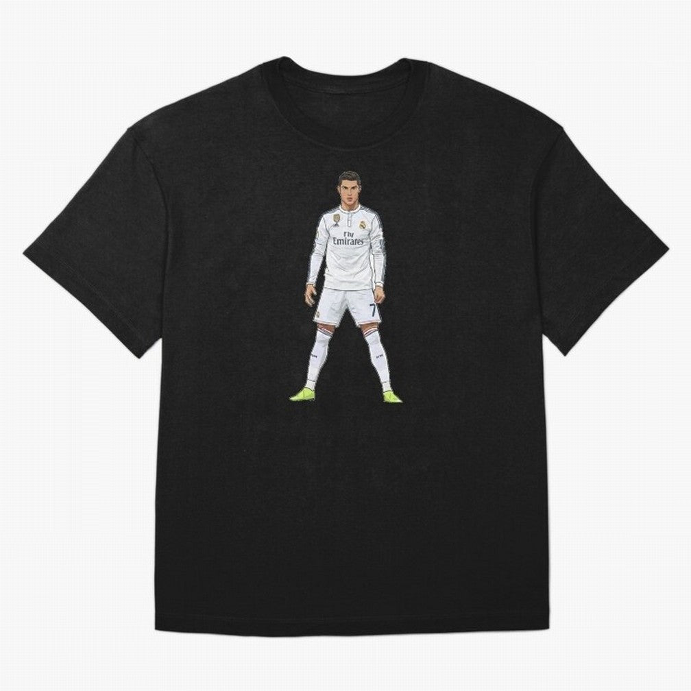 Cristiano Ronaldo at Madrid | Football Legend Oversized T-Shirt Represent Global Football Passion for FIFA World Cup 2026 USA Canada Mexico, Inspired by Messi, CR7 and Mbappe, Portugal, Worldwide Fan Energy, Dramatic Goals, Stadium Lights and