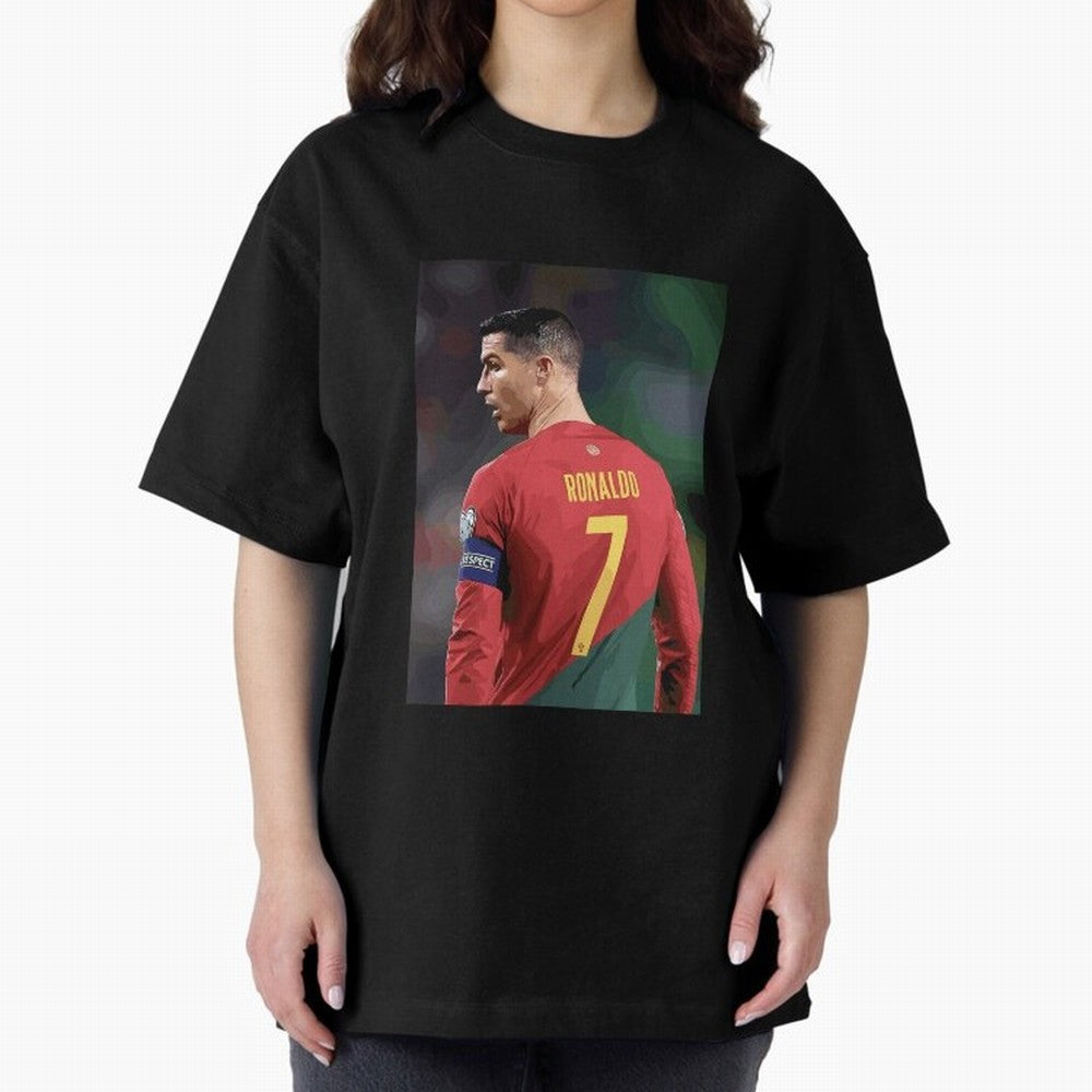 Cristiano Ronaldo Oversized T-Shirt Celebrate Fan Culture around Match Day Hype around FIFA World Cup 2026 Group Stage, Cristiano Ronaldo, Haaland and CR7, Germany, Supporter Pride, Iconic Celebrations, Legendary Names and Global Match Day Energy;