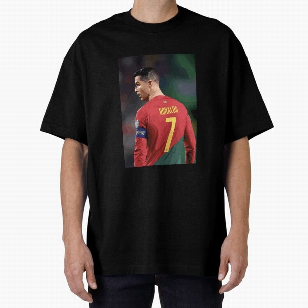 Cristiano Ronaldo Oversized T-Shirt Celebrate Fan Culture around Match Day Hype around FIFA World Cup 2026 Group Stage, Cristiano Ronaldo, Haaland and CR7, Germany, Supporter Pride, Iconic Celebrations, Legendary Names and Global Match Day Energy;