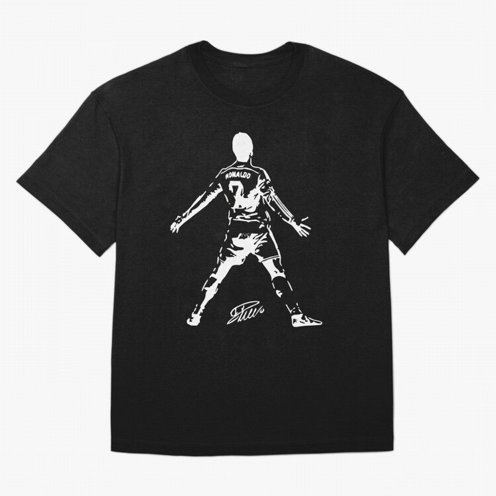 Retro Football Player Celebration Silhouette Artwork For Men And Gift For Soccer Fans Oversized T-Shirt Feel Match Day Hype around FIFA World Cup 2026 Group Stage, Cristiano Ronaldo, Haaland and CR7, England, France and Netherlands, Football