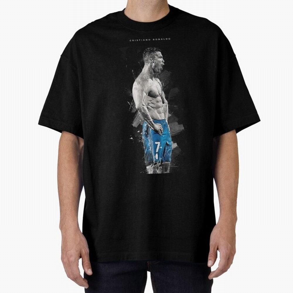 Abstract Football Player Celebration Artwork For Men And Gift For Soccer Fans Oversized T-Shirt Represent FIFA World Cup 2026 USA Canada Mexico for Fans of Haaland and England and Germany, Bringing Football History, Final Match Energy, Crowd Noise