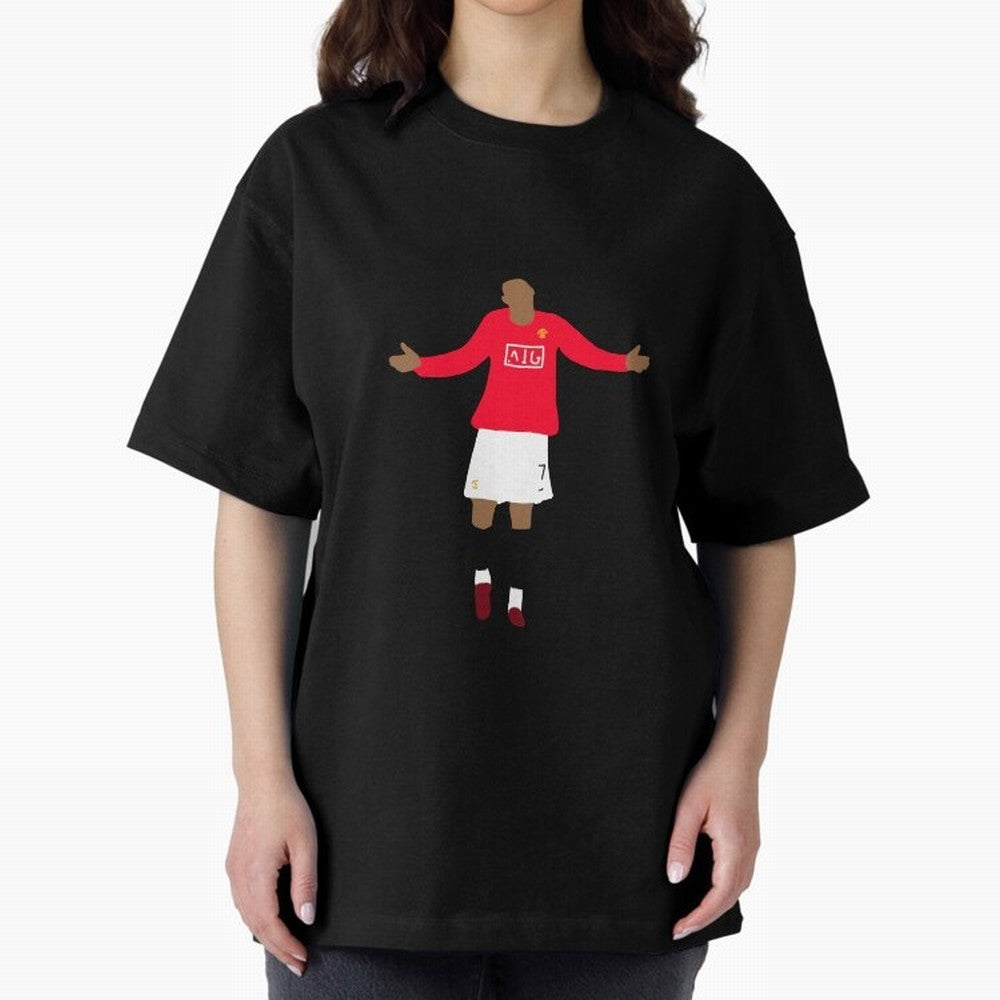 Cristiano Ronaldo Goal Celebration Illustration Oversized T-Shirt Bring World Football Passion into Global Football Passion for FIFA World Cup 2026 USA Canada Mexico, Centered on Mbappe, France and Portugal, Football Passion, Legendary
