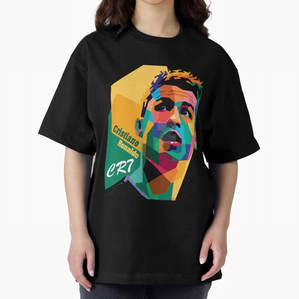 CR7 Pop Art Cristiano Ronaldo Design For Football Fans Gift For Soccer Lovers Oversized T-Shirt Represent Fans Who Live for Global Football Passion for FIFA World Cup 2026 Group Stage, Made for Messi, Neymar and Mbappe, France and Portugal,