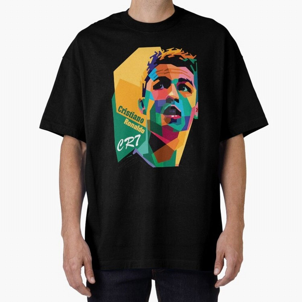 CR7 Pop Art Cristiano Ronaldo Design For Football Fans Gift For Soccer Lovers Oversized T-Shirt Represent Fans Who Live for Global Football Passion for FIFA World Cup 2026 Group Stage, Made for Messi, Neymar and Mbappe, France and Portugal,