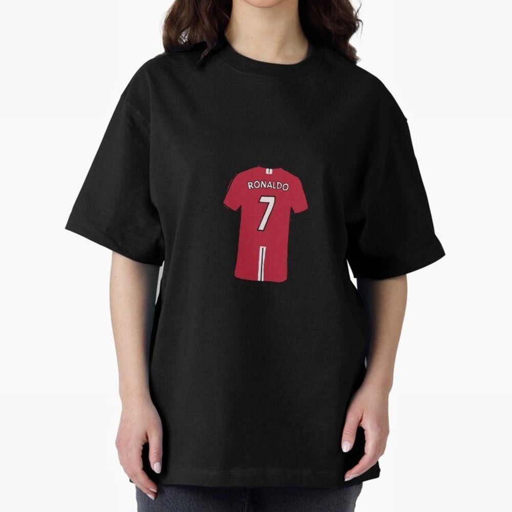 Cristiano Ronaldo Number 7 Jersey Illustration Oversized T-Shirt Create FIFA World Cup 2026 Group Stage Spirit, Inspired by Portugal, Spain and Germany, Mbappe and Neymar, Sports Nostalgia, International Competition, Famous Players and