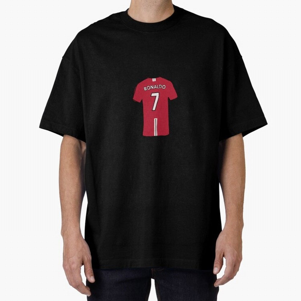 Cristiano Ronaldo Number 7 Jersey Illustration Oversized T-Shirt Create FIFA World Cup 2026 Group Stage Spirit, Inspired by Portugal, Spain and Germany, Mbappe and Neymar, Sports Nostalgia, International Competition, Famous Players and
