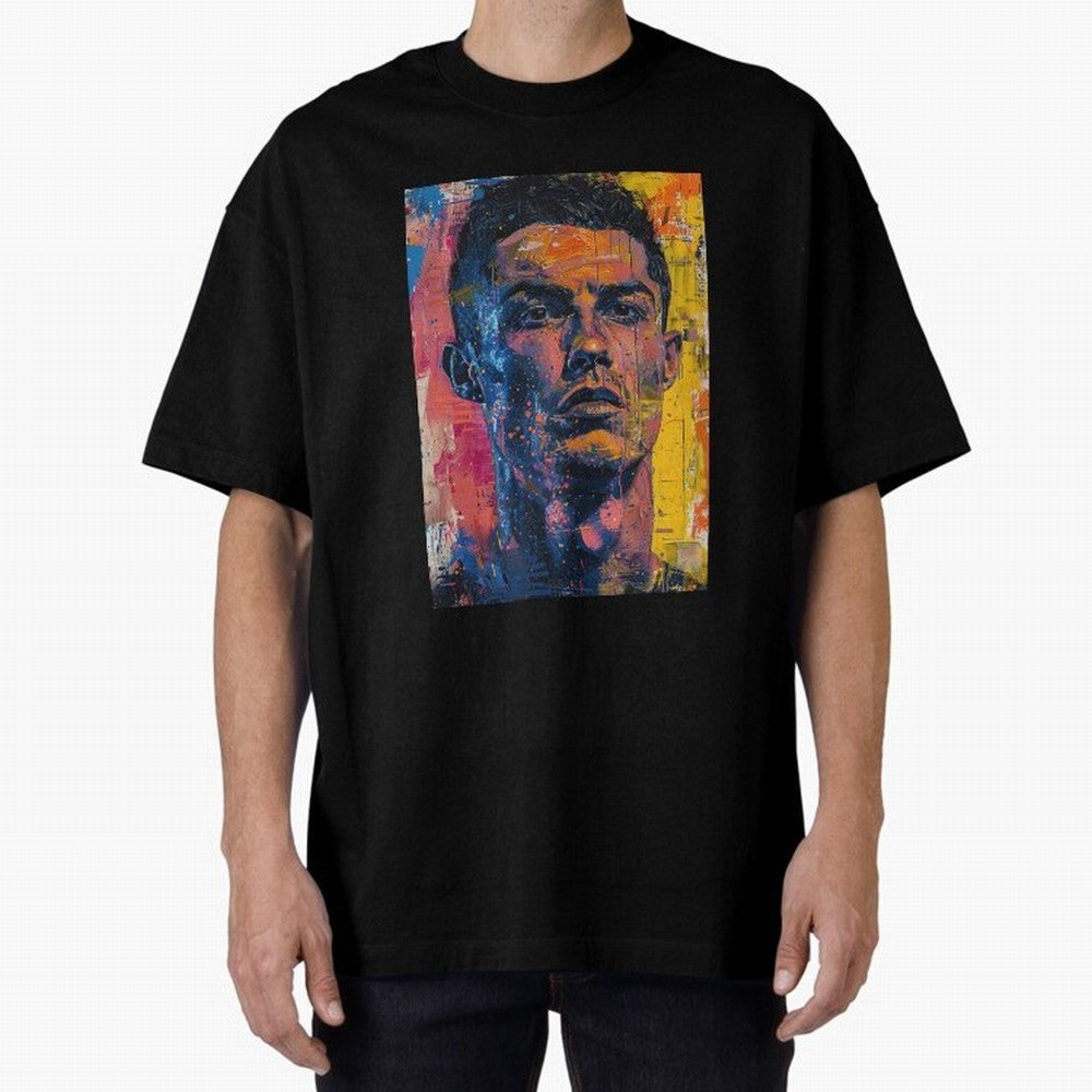 Cristiano Ronaldo illustration Oversized T-Shirt Back Your Heroes with Match Day Hype around FIFA World Cup 2026 Group Stage, CR7, Brazil, Portugal and Argentina, Fan Favorite Moments, National Team Passion, Big Match Drama and Soccer History;