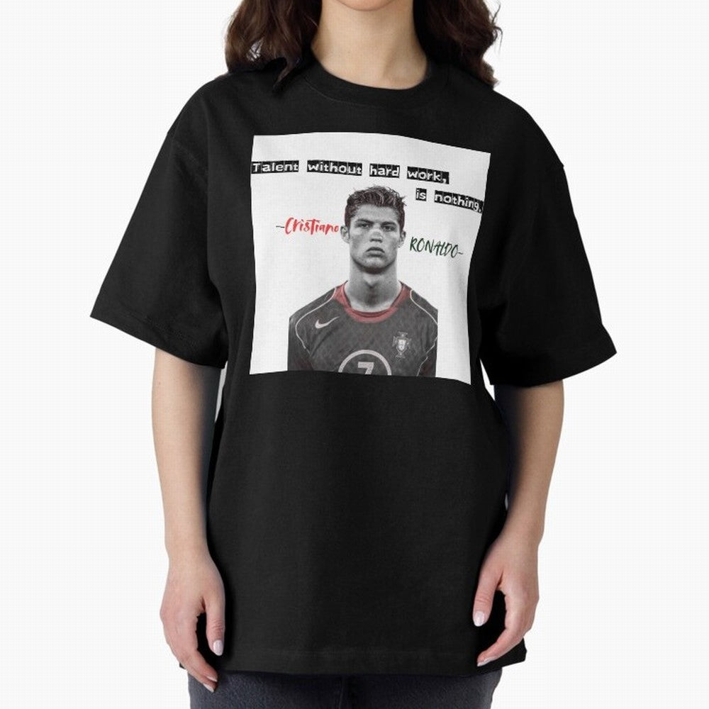 Cristiano Ronaldo - Dedication | NextLevel Motivation white Oversized T-Shirt Represent Fans Who Live for Match Day Hype around FIFA World Cup 2026 Group Stage, Cristiano Ronaldo, England, France and Netherlands, Tournament Hype, Historic Matchups,